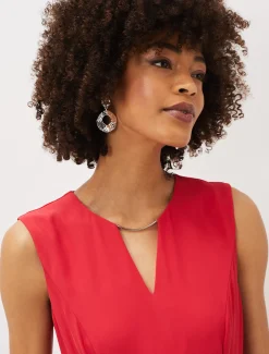 Dresses^Phase Eight Jayne Belted Panelled Dress Coral
