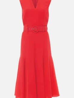 Dresses^Phase Eight Jayne Belted Panelled Dress Coral