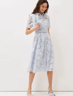 Dresses^Phase Eight Jaynie Lace Shirt Dress Mineral