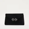 Bags^Phase Eight Jewel Front Velvet Clutch Bag Black