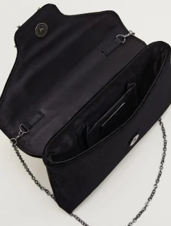 Bags^Phase Eight Jewel Front Velvet Clutch Bag Black