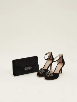 Bags^Phase Eight Jewel Front Velvet Clutch Bag Black