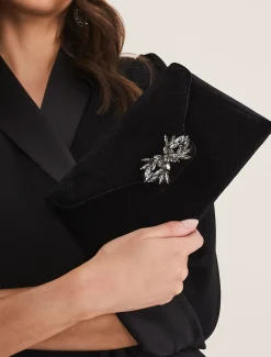 Bags^Phase Eight Jewel Front Velvet Clutch Bag Black