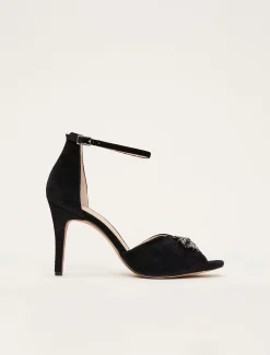 Occasion Shoes^Phase Eight Jewel Front Velvet Sandal Black