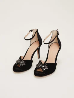 Occasion Shoes^Phase Eight Jewel Front Velvet Sandal Black