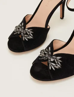 Occasion Shoes^Phase Eight Jewel Front Velvet Sandal Black