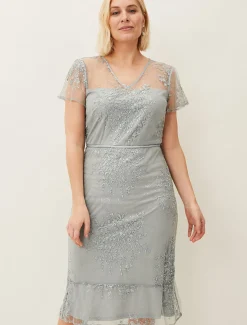 Dresses^Phase Eight Juliana Floral Embroidered Dress Eau De Nil
