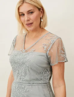 Dresses^Phase Eight Juliana Floral Embroidered Dress Eau De Nil