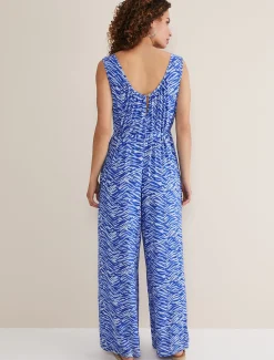 Dresses^Phase Eight Juliana Zebra Print Jersey Jumpsuit Blue