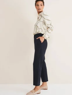 Trousers & Shorts^Phase Eight Julianna Cropped Straight Leg Trousers Navy