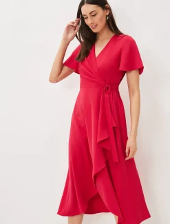 Dresses^Phase Eight Julissa Ruffle Wrap Midi Dress Fuschia