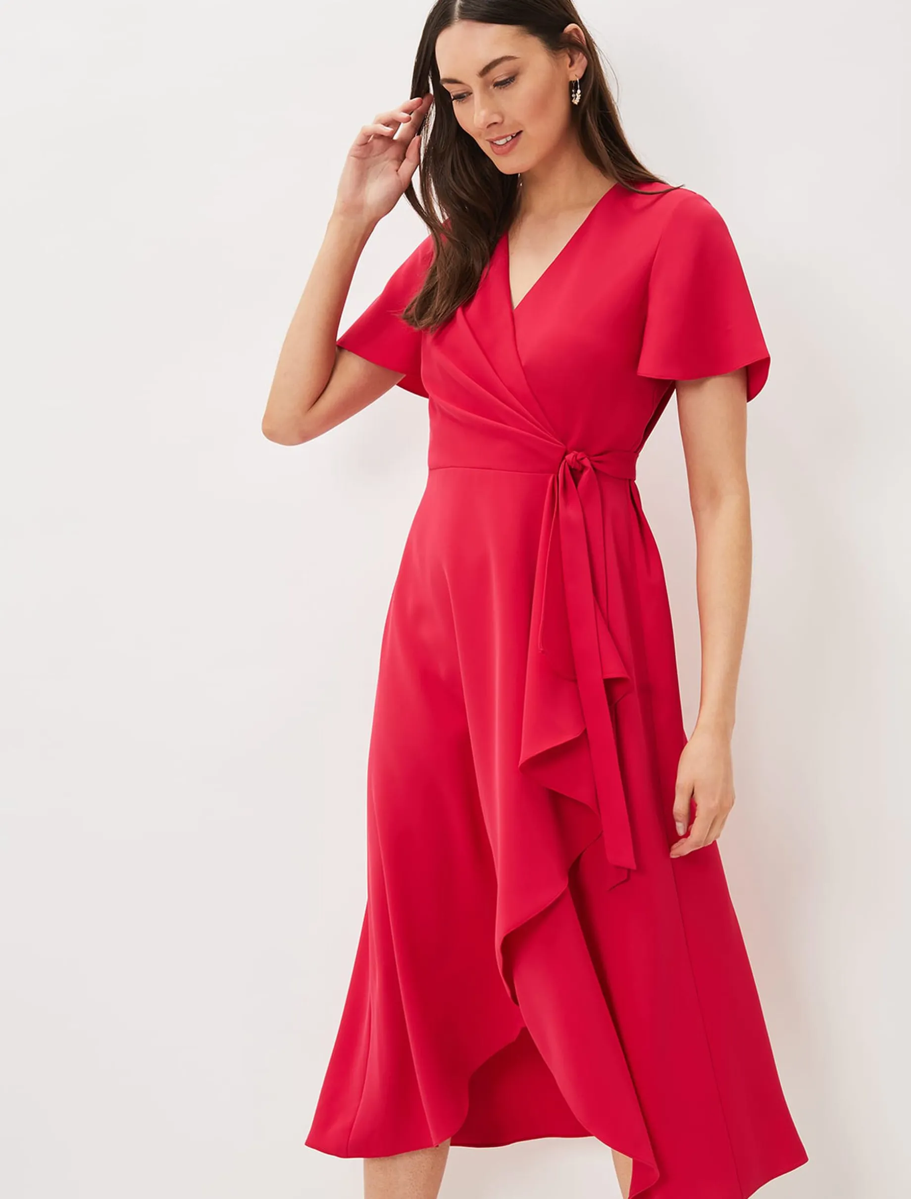 Dresses^Phase Eight Julissa Ruffle Wrap Midi Dress Fuschia