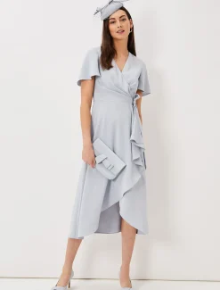 Dresses^Phase Eight Julissa Ruffle Wrap Midi Dress Mineral