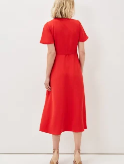 Dresses^Phase Eight Julissa Ruffle Wrap Midi Dress Fire