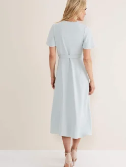 Dresses^Phase Eight Julissa Ruffle Wrap Midi Dress Eau De Nil