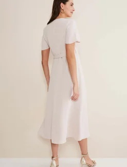 Dresses^Phase Eight Julissa Ruffle Wrap Midi Dress Cameo
