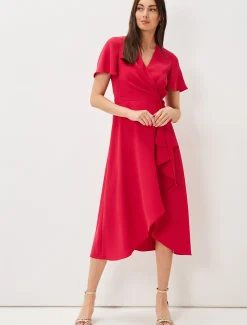 Dresses^Phase Eight Julissa Ruffle Wrap Midi Dress Fuschia