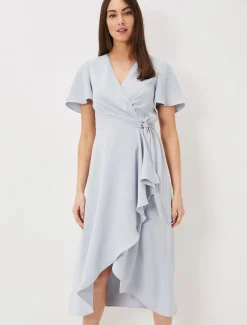 Dresses^Phase Eight Julissa Ruffle Wrap Midi Dress Mineral