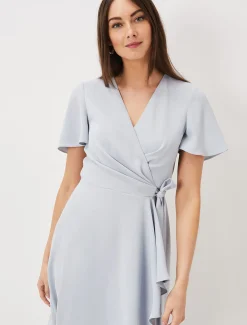 Dresses^Phase Eight Julissa Ruffle Wrap Midi Dress Mineral