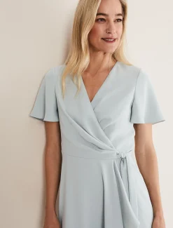 Dresses^Phase Eight Julissa Ruffle Wrap Midi Dress Eau De Nil