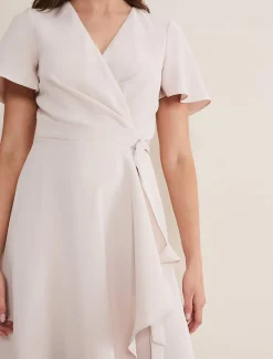 Dresses^Phase Eight Julissa Ruffle Wrap Midi Dress Cameo