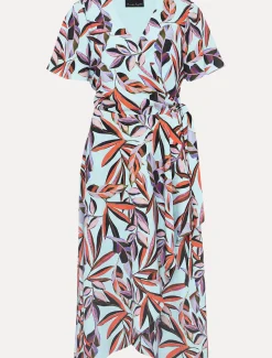 Dresses^Phase Eight Julissa Ruffle Wrap Midi Dress Aqua/Multi
