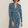 Dresses^Phase Eight Juno Ruched V Neck Dotty Bodycon Dress Blue Multi