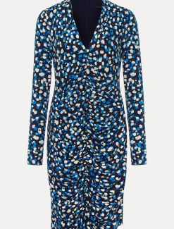 Dresses^Phase Eight Juno Ruched V Neck Dotty Bodycon Dress Blue Multi