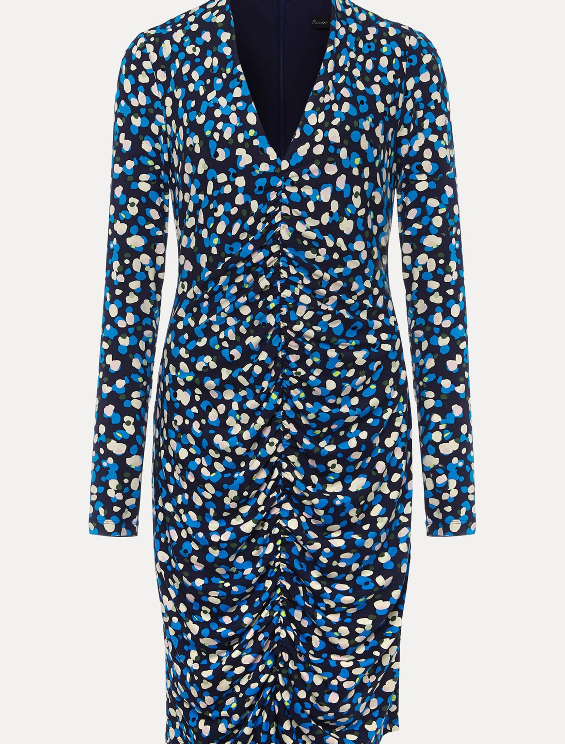 Dresses^Phase Eight Juno Ruched V Neck Dotty Bodycon Dress Blue Multi