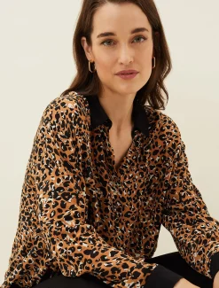 Shirts & Blouses^Phase Eight Kaelie Leopard Twist Front Blouse Black/Multi
