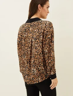 Shirts & Blouses^Phase Eight Kaelie Leopard Twist Front Blouse Black/Multi