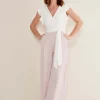 Dresses^Phase Eight Kallie V Neck Frill Jumpsuit Antique Rose/Ivory