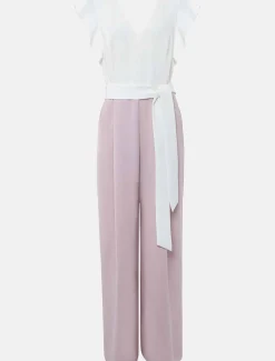 Dresses^Phase Eight Kallie V Neck Frill Jumpsuit Antique Rose/Ivory