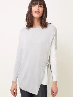 Knitwear^Phase Eight Karina D-Ring Colourblock Fine Knit Jumper Grey/Ivory