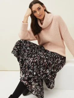 Knitwear^Phase Eight Karine Chunky Roll Neck Jumper Pale Pink