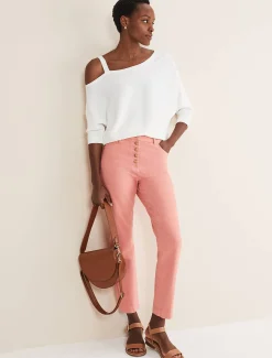 Trousers & Shorts^Phase Eight Karlie Button Through Straight Leg Jeans Apricot