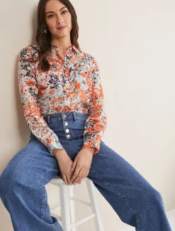 Shirts & Blouses^Phase Eight Katie Cotton Floral Blouse Multi-Coloured