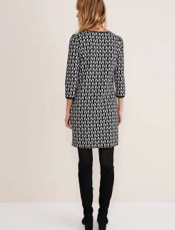 Dresses^Phase Eight Katrine Geo Jacquard Dress Black/Ivory