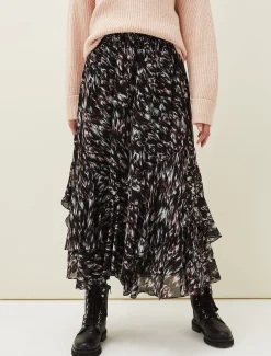 Skirts^Phase Eight Kayley Abstract Print Maxi Skirt Navy/Multi
