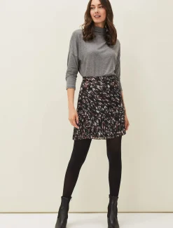 Knitwear^Phase Eight Kayley Abstract Print Mini Skirt Navy/Multi