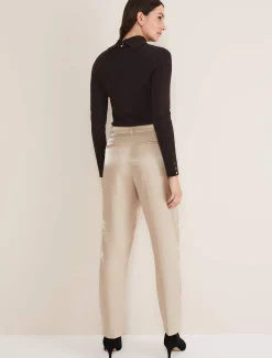 Trousers & Shorts^Phase Eight Kehlani Shimmer Peg Trouser Co-Ord Champagne