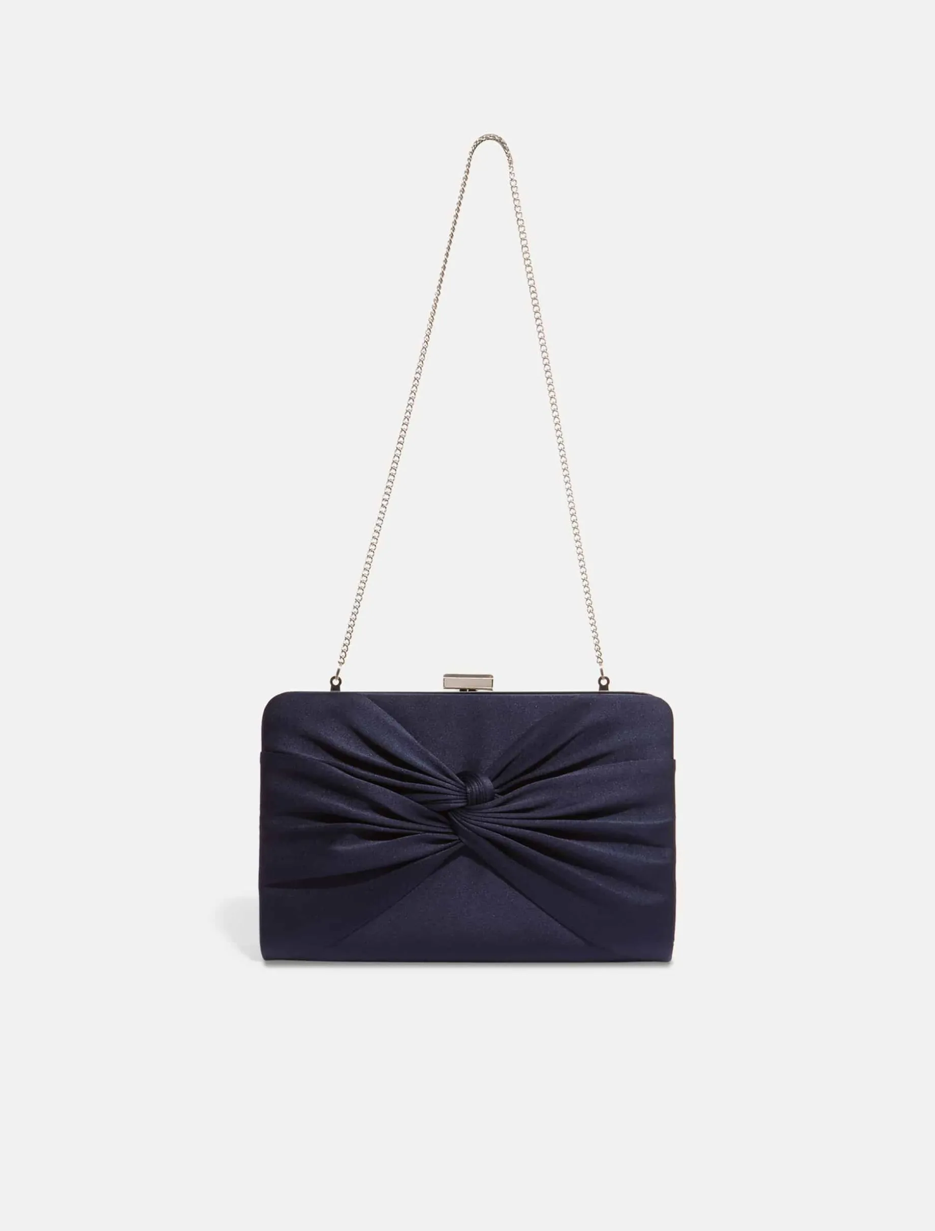 Bags^Phase Eight Kendall Satin Knot Front Clutch Bag Navy