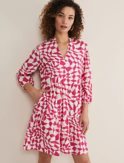 Dresses^Phase Eight Kesia Geo Swing Dress Pink