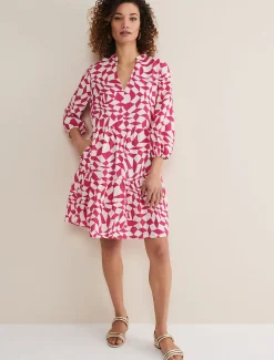 Dresses^Phase Eight Kesia Geo Swing Dress Pink