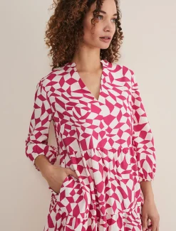 Dresses^Phase Eight Kesia Geo Swing Dress Pink