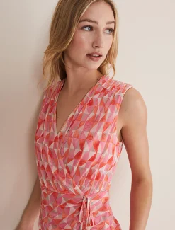 Dresses^Phase Eight Khy Geo Wrap Mini Dress Pink Multi