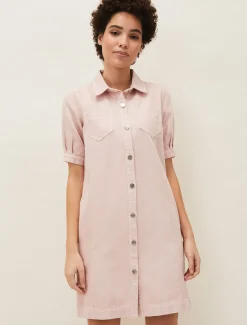 Dresses^Phase Eight Kiah Puff Sleeve Denim Dress Pale Pink