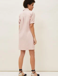 Dresses^Phase Eight Kiah Puff Sleeve Denim Dress Pale Pink