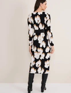 Dresses^Phase Eight Kinzlee Printed Jersey Dress Black/Ivory