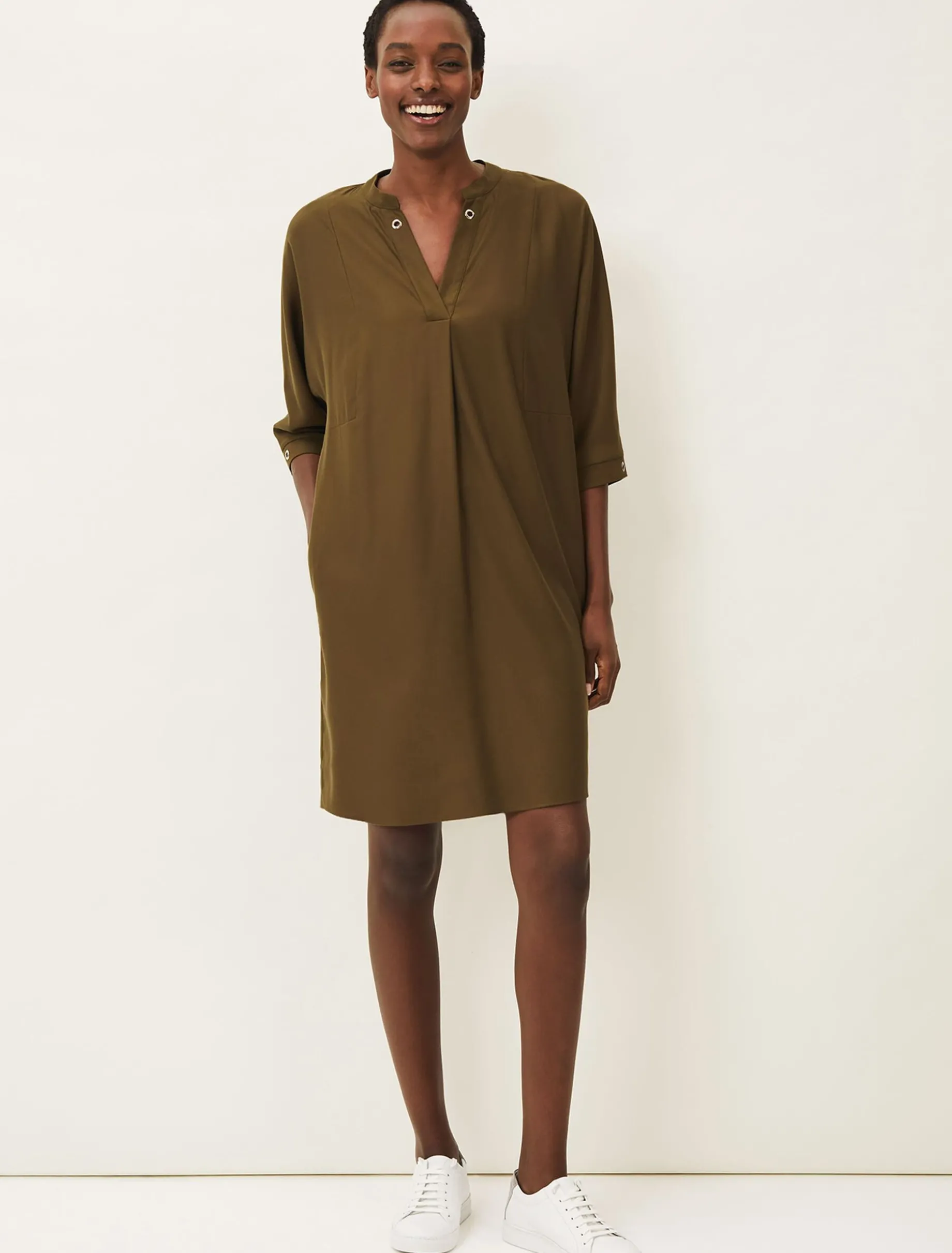 Dresses^Phase Eight Kiran Eyelet Tunic Dress Khaki
